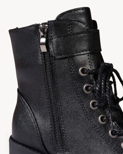 Drevok | Botines con cordones, hebilla y tacón ancho