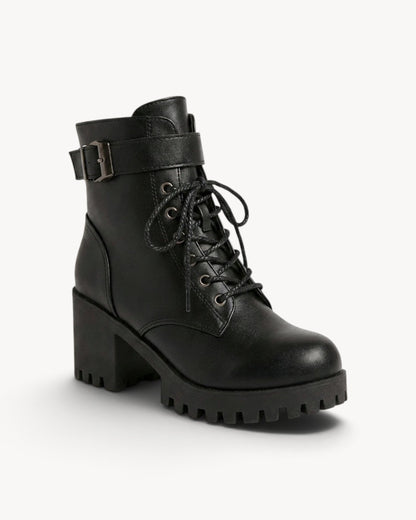 Drevok | Botines con cordones, hebilla y tacón ancho