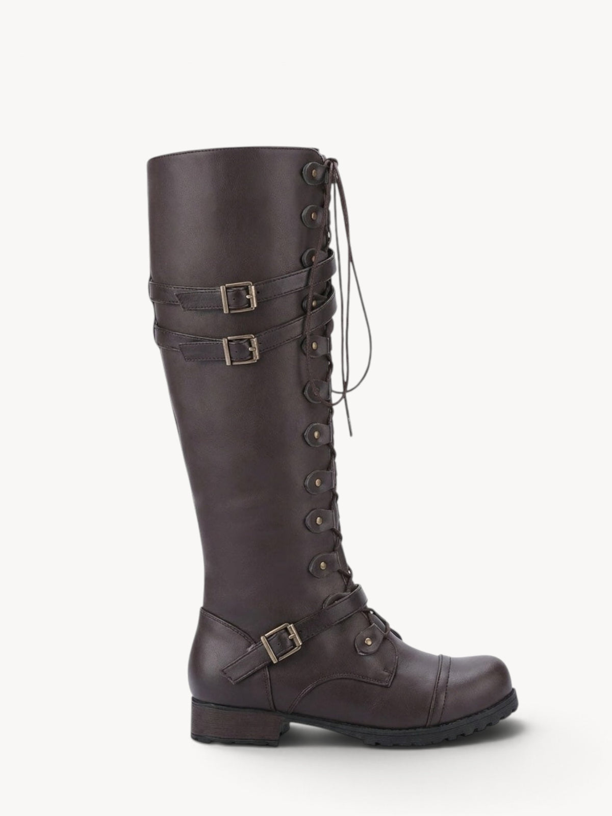 Leire | Botas militares hasta la rodilla con hebillas