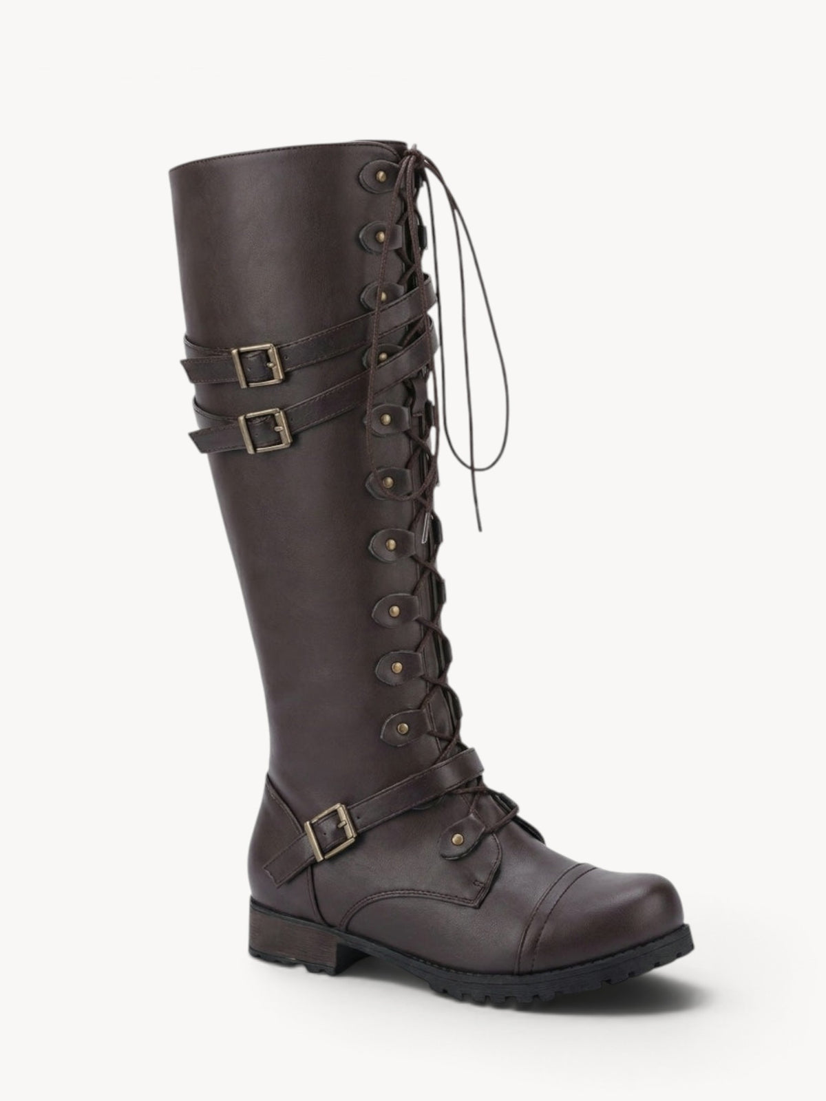 Leire | Botas militares hasta la rodilla con hebillas