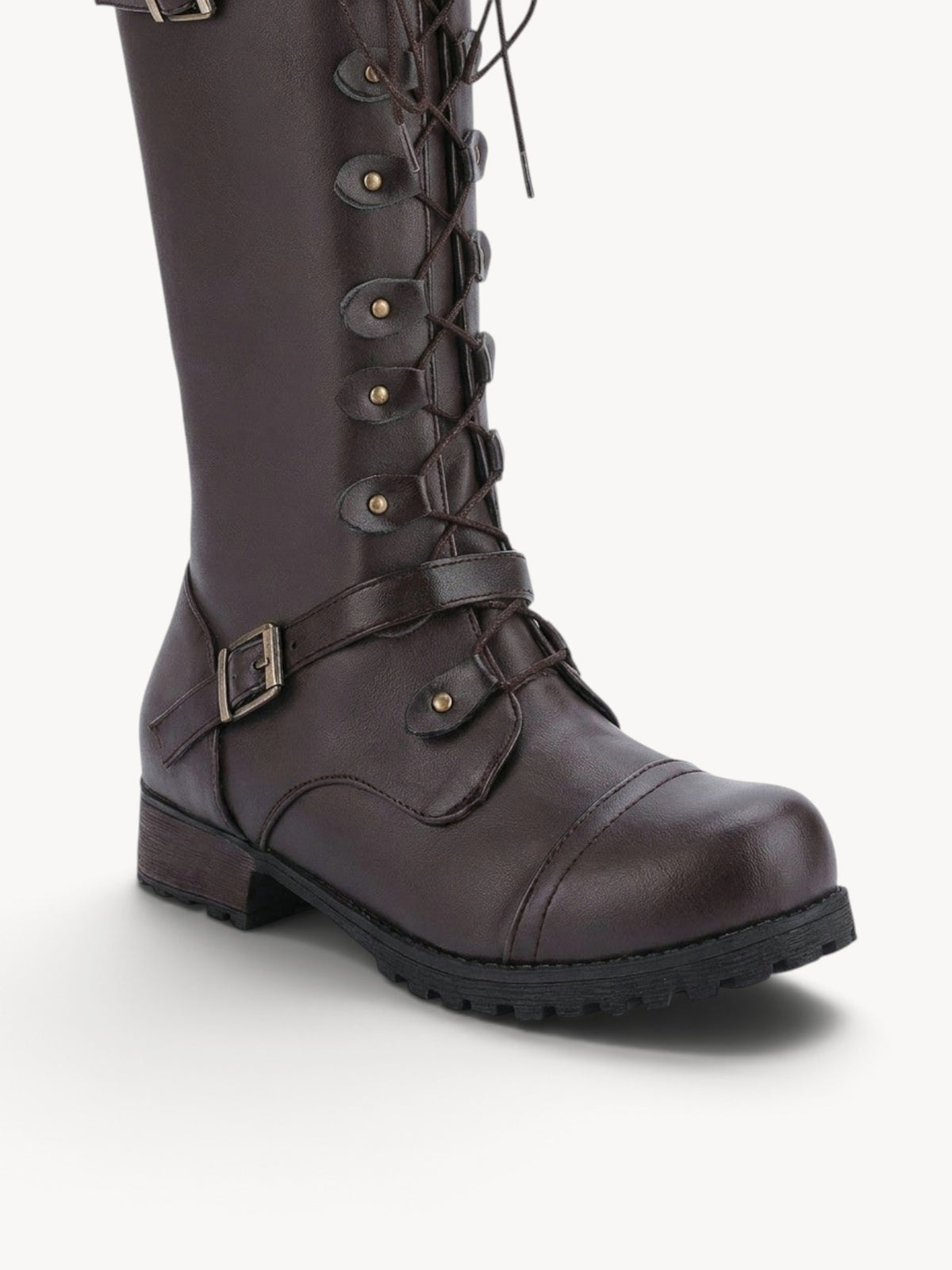 Leire | Botas militares hasta la rodilla con hebillas