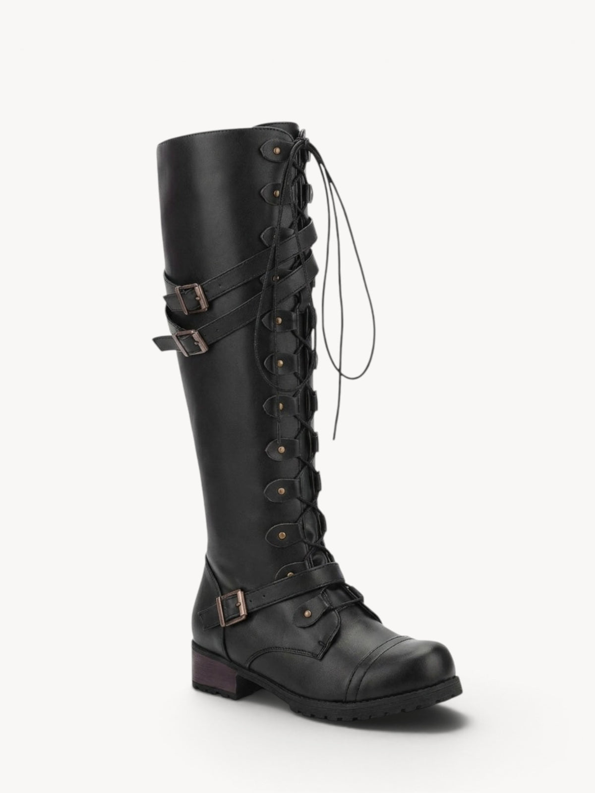Leire | Botas militares hasta la rodilla con hebillas