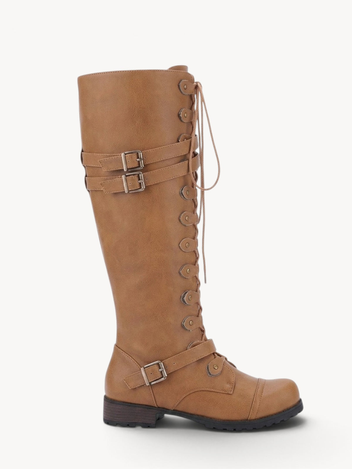 Leire | Botas militares hasta la rodilla con hebillas