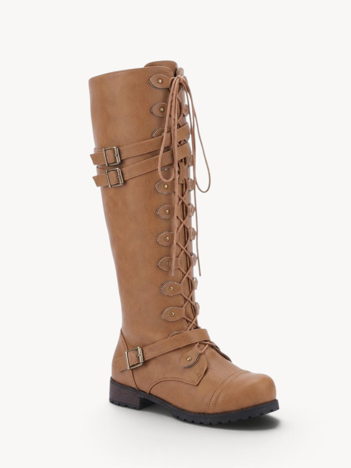 Leire | Botas militares hasta la rodilla con hebillas