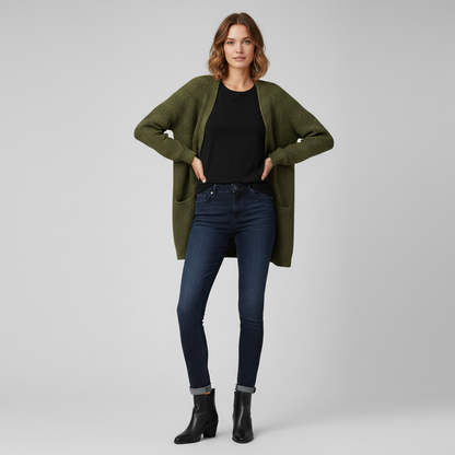 Cárdigan Largo Mujer Gris | Chaqueta de Punto Elegante