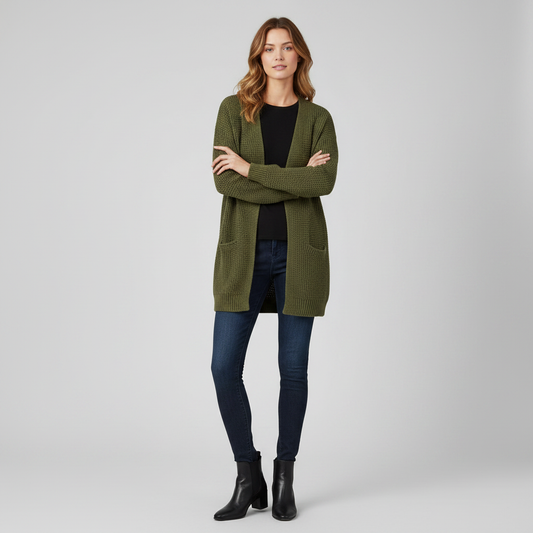 Cárdigan Largo Mujer Gris | Chaqueta de Punto Elegante