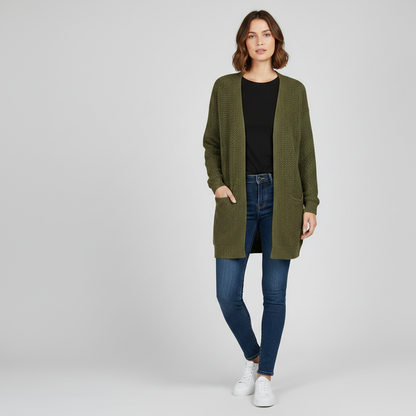 Cárdigan Largo Mujer Gris | Chaqueta de Punto Elegante