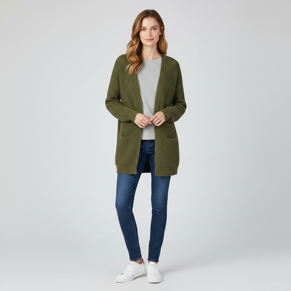 Cárdigan Largo Mujer Gris | Chaqueta de Punto Elegante
