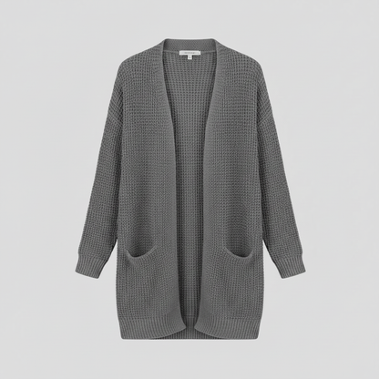 Cárdigan Largo Mujer Gris | Chaqueta de Punto Elegante