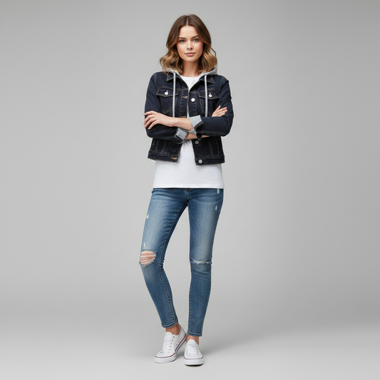 Chaqueta Vaquera con Capucha Desmontable | Moda Femenina