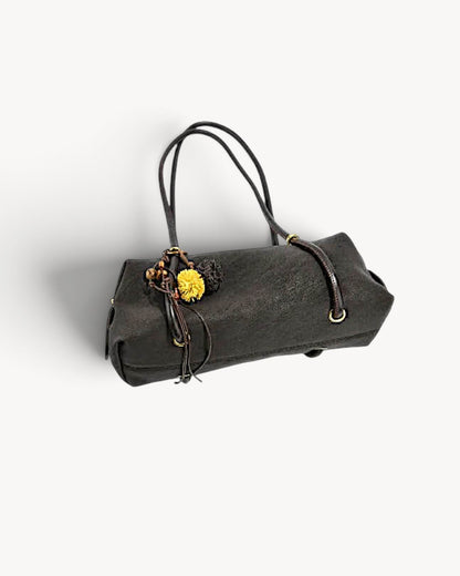 Hemera | Bolso cilíndrico retro con asas dobles y colgante