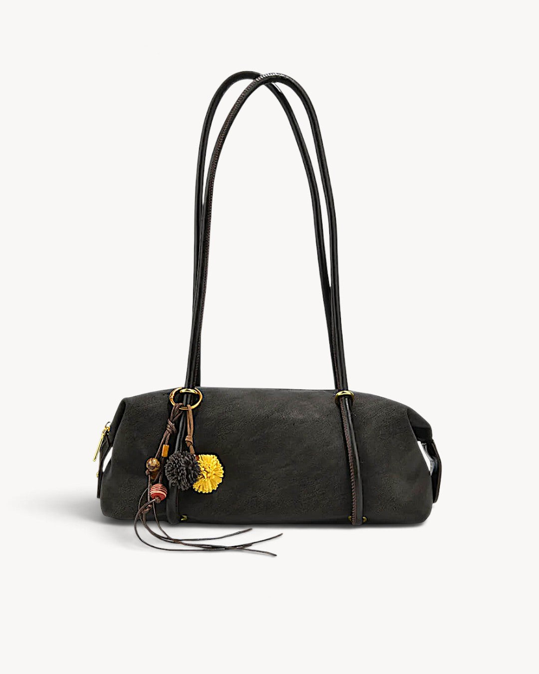 Hemera | Bolso cilíndrico retro con asas dobles y colgante