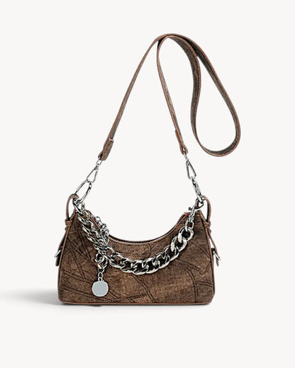 Circe | Bolso de hombro efecto denim con cadena y colgante
