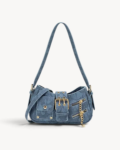 Calipso | Bolso hobo efecto denim con hebilla y estilo Y2K