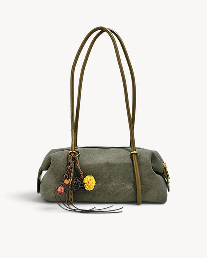 Hemera | Bolso cilíndrico retro con asas dobles y colgante