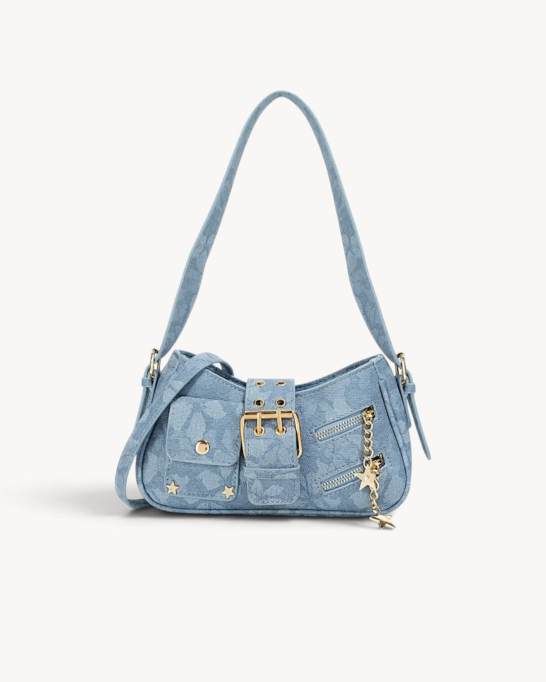 Calipso | Bolso hobo efecto denim con hebilla y estilo Y2K