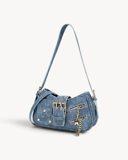Calipso | Bolso hobo efecto denim con hebilla y estilo Y2K