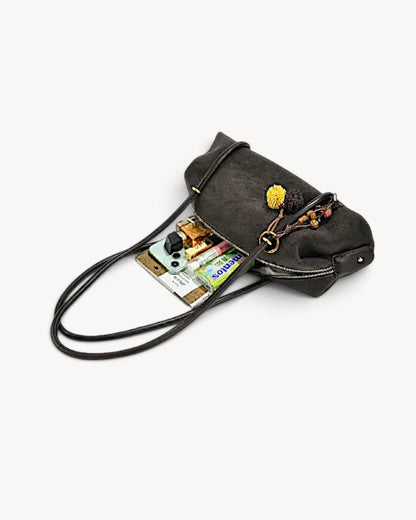 Hemera | Bolso cilíndrico retro con asas dobles y colgante