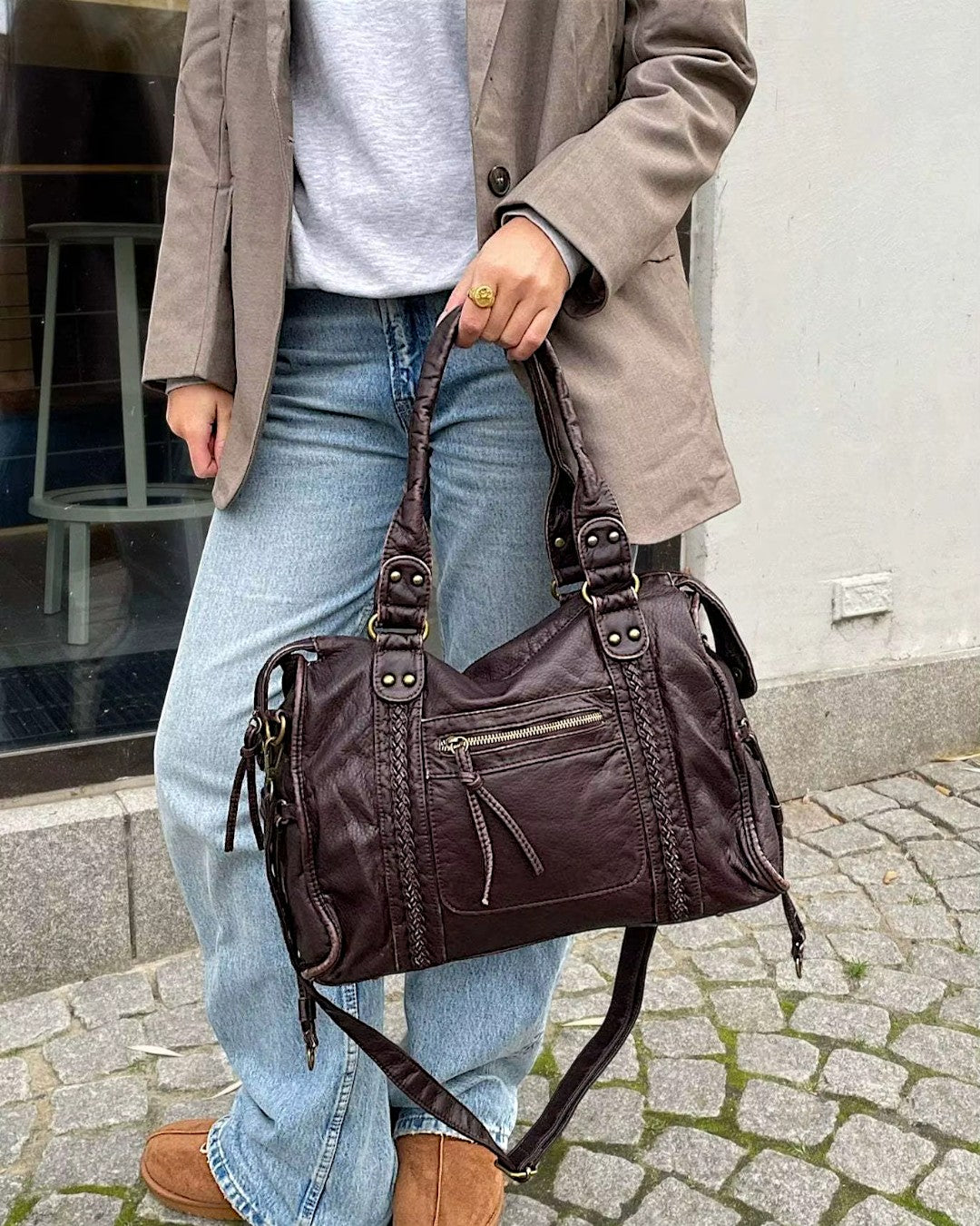 Trevok | Bolso de hombro con detalles trenzados