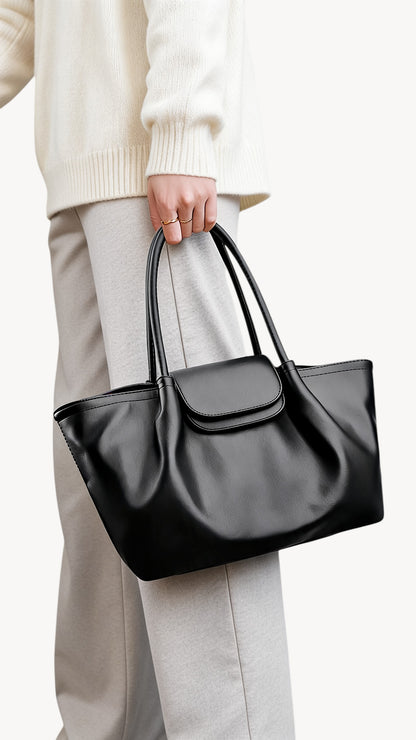 SOLVÉRA | Bolso tote de hombro amplio con solapa y asa larga