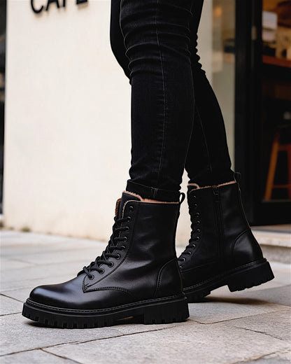 Virellune | Botines militares con cordones, suela track y cremallera