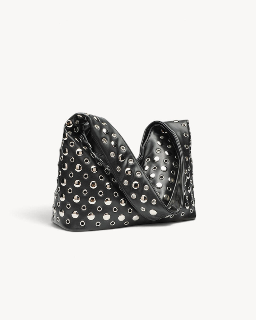 Asteria | Bolso hobo con tachuelas, cremallera y bolsillos