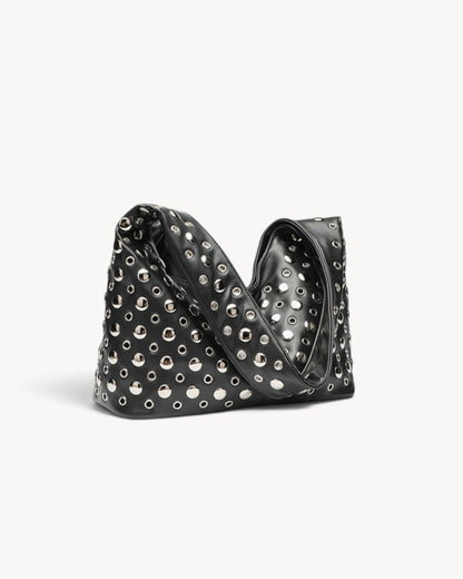 Asteria | Bolso hobo con tachuelas, cremallera y bolsillos