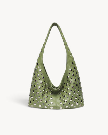 Asteria | Bolso hobo con tachuelas, cremallera y bolsillos