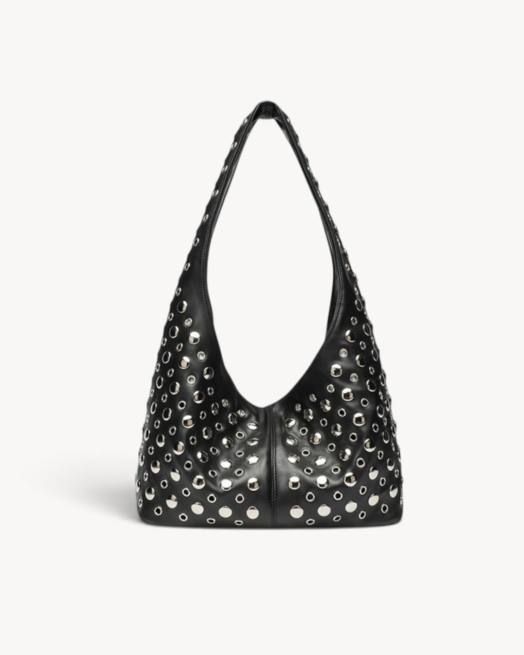 Asteria | Bolso hobo con tachuelas, cremallera y bolsillos