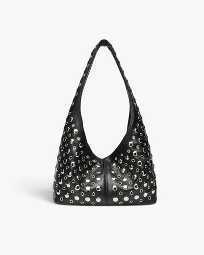 Asteria | Bolso hobo con tachuelas, cremallera y bolsillos