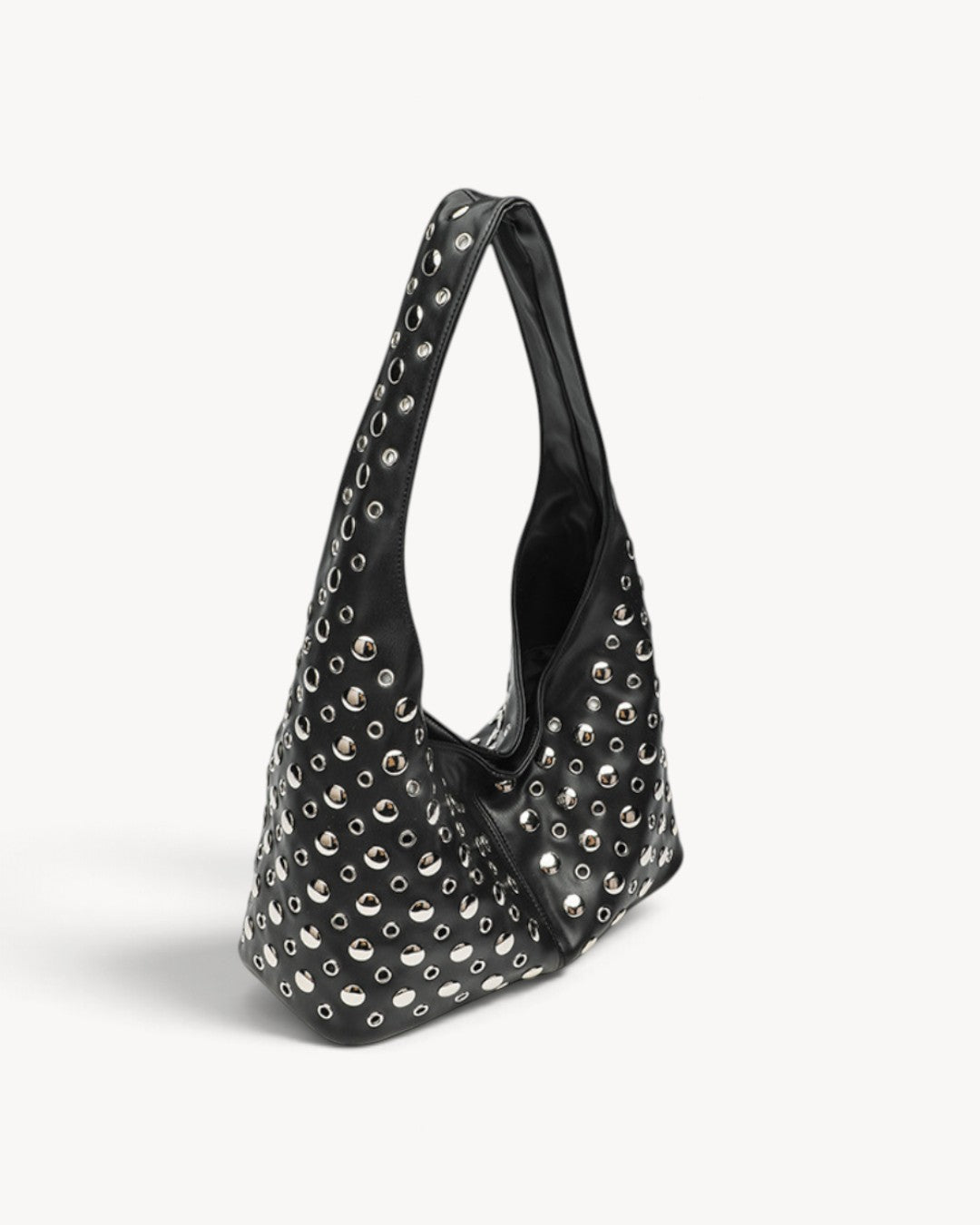 Asteria | Bolso hobo con tachuelas, cremallera y bolsillos