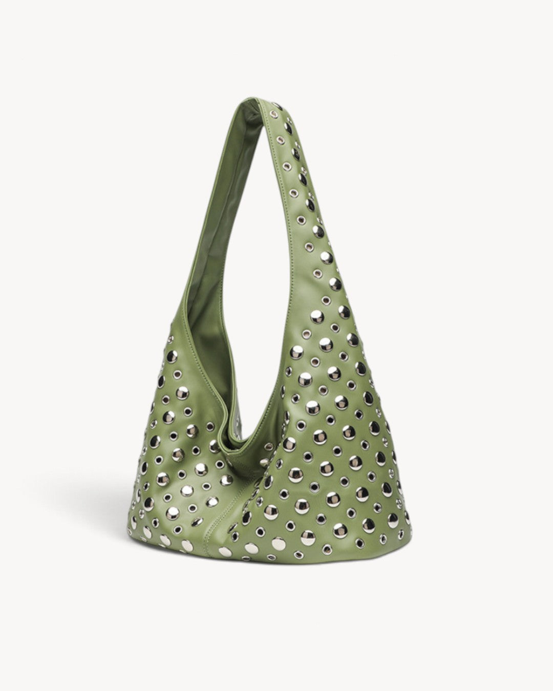 Asteria | Bolso hobo con tachuelas, cremallera y bolsillos